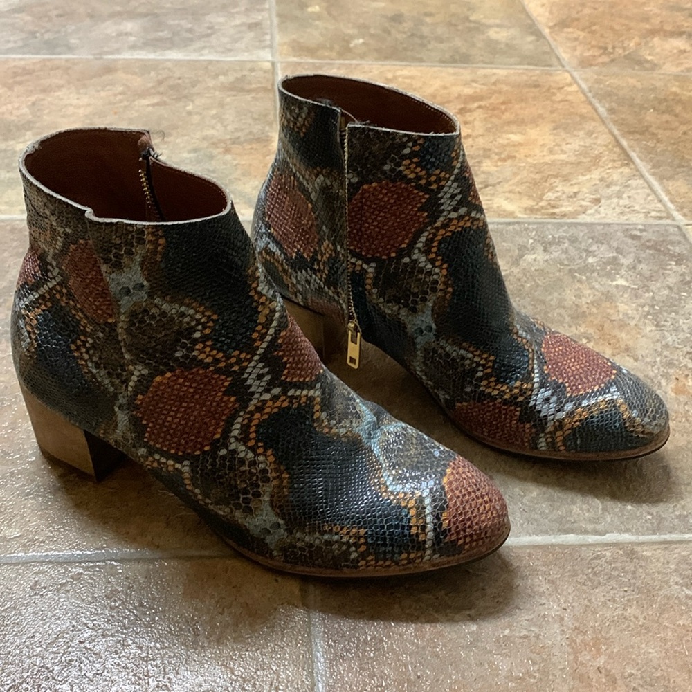 Snake print ankle boot